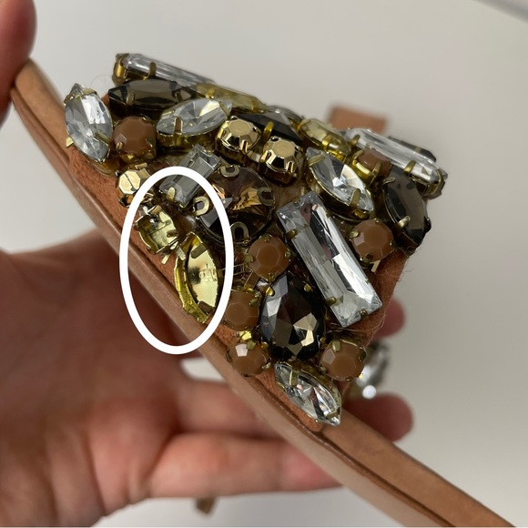 SCHUTZ Victoria Jewelled Embellished Leather Sandal Slides Size 7 - Picture 12 of 12